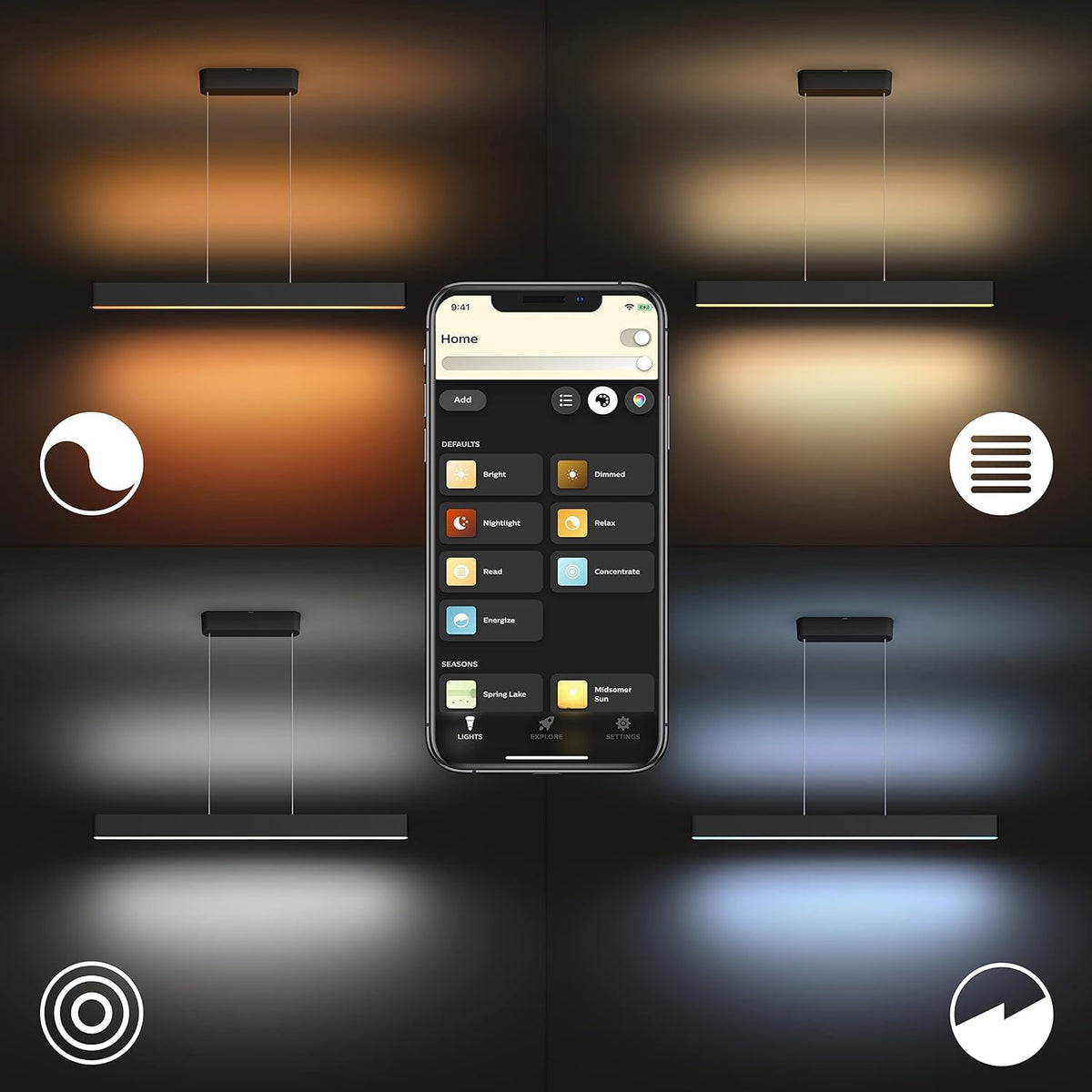 Philips Hue Ensis Black Smart Pendant Light Colour Ambiance