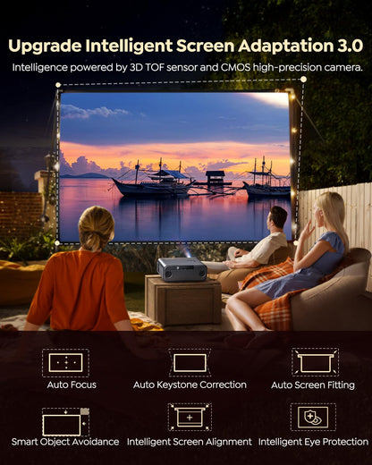 WiMiUS Smart 4K Projector – Netflix, 1400 ANSI, WiFi 6, 1080p