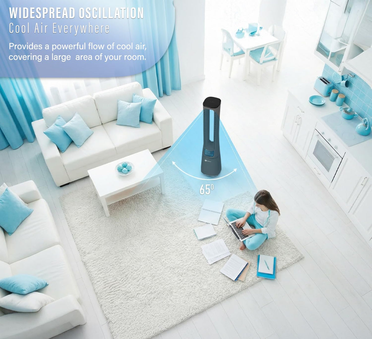 PureMate Bladeless Tower Fan & HEPA Air Purifier 10-Speed