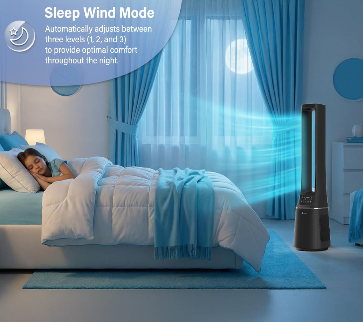 PureMate Bladeless Tower Fan & HEPA Air Purifier 10-Speed