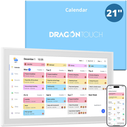 Dragon Touch 21.5" Smart Digital Family Calendar Touchscreen
