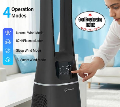 PureMate Bladeless Tower Fan & HEPA Air Purifier 10-Speed