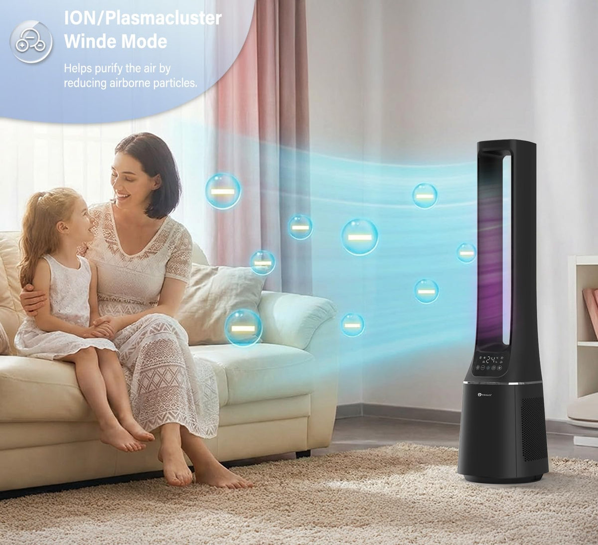 PureMate Bladeless Tower Fan & HEPA Air Purifier 10-Speed