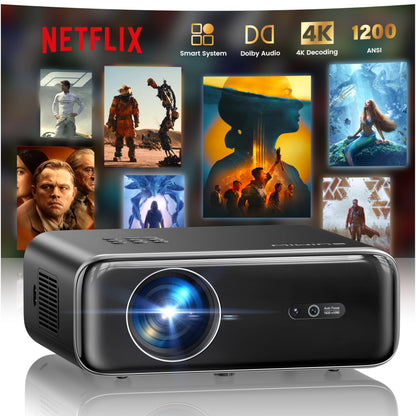 WiMiUS Smart 4K Projector – Netflix, 1400 ANSI, WiFi 6, 1080p