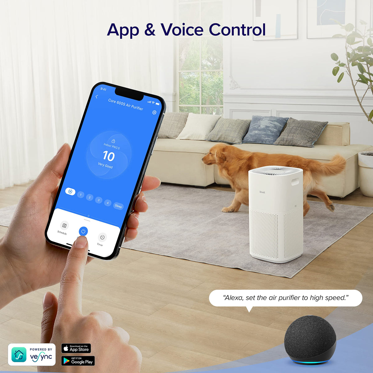 LEVOIT Smart Air Purifier Large Room HEPA Alexa 697m³/h